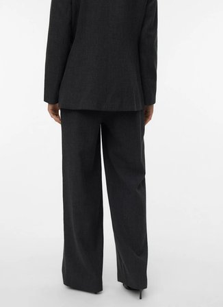 Vero Moda Orta Bel Normal Koyu Gri Melanj Kadın Pantolon VMBESTIE MW WIDE DAD PANT NOOS