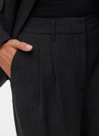 Vero Moda Orta Bel Normal Koyu Gri Melanj Kadın Pantolon VMBESTIE MW WIDE DAD PANT NOOS