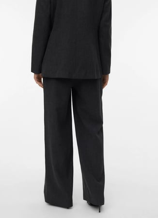 Vero Moda Orta Bel Normal Koyu Gri Melanj Kadın Pantolon VMBESTIE MW WIDE DAD PANT NOOS