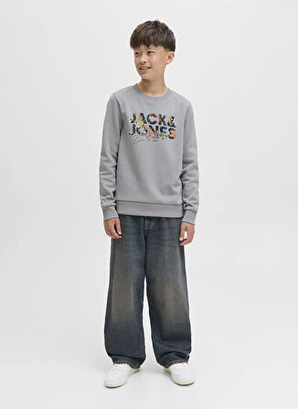 Jack & Jones Baskılı Erkek Çocuk Gri Sweatshırt 12279606