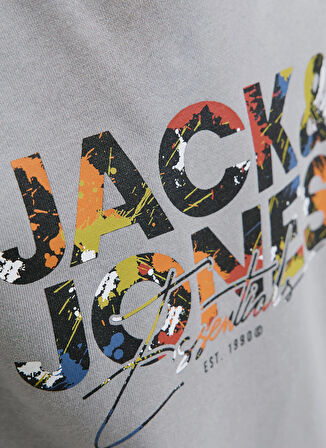 Jack & Jones Baskılı Erkek Çocuk Gri Sweatshırt 12279606