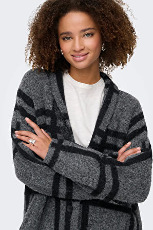 JDY Kadın V-Neck Düğmeli V Yaka Yünlü Hırka 15354098 Koyu Gri