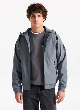 Jack & Jones Gri Erkek Mont 12236300_JJEBASIC SOFTSHELL HOOD NO