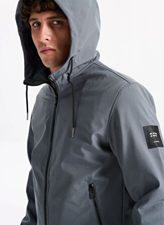 Jack & Jones Gri Erkek Mont 12236300_JJEBASIC SOFTSHELL HOOD NO