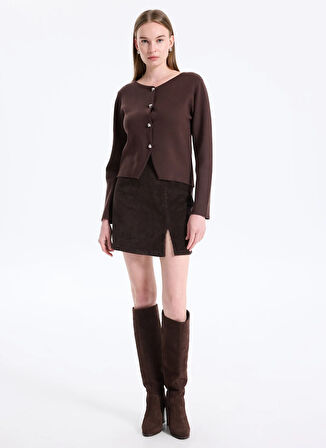 Only Koyu Kahve Kadın Hırka ONLSCARLETT LS BUTTON CARDIGAN KNT