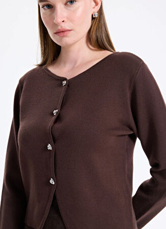 Only Koyu Kahve Kadın Hırka ONLSCARLETT LS BUTTON CARDIGAN KNT