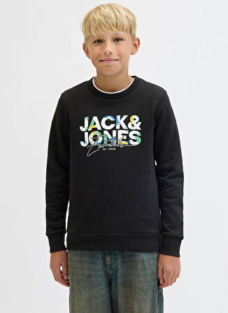 Jack & Jones Baskılı Erkek Çocuk Siyah Sweatshırt 12279606