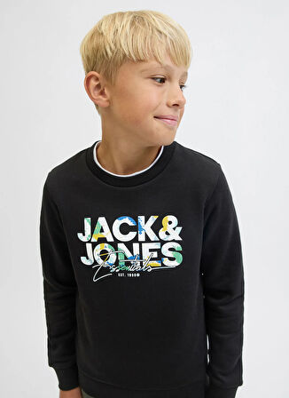 Jack & Jones Baskılı Erkek Çocuk Siyah Sweatshırt 12279606