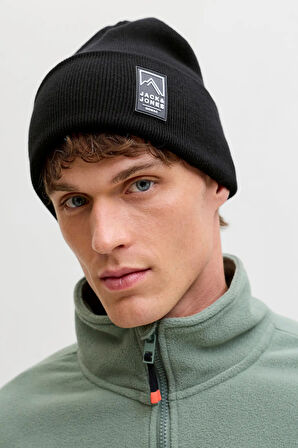 Jack & Jones Erkek Jacalpes Logo Detaylı Örme Bere 12286472 Siyah