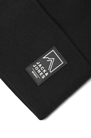Jack & Jones Erkek Jacalpes Logo Detaylı Örme Bere 12286472 Siyah