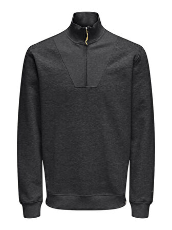 Only & Sons Erkek Yarım Fermuarlı Regular Fit Siyah Sweatshirt - 22034629