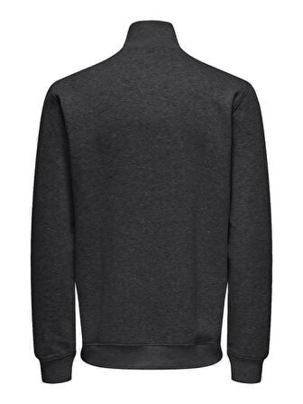 Only & Sons Erkek Yarım Fermuarlı Regular Fit Siyah Sweatshirt - 22034629