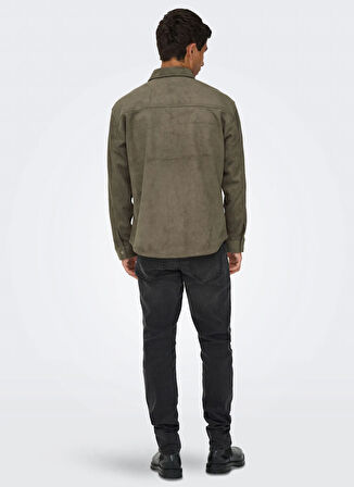 Only & Sons Normal Açık Kahve Erkek Ceket ONSRAVI FAKE SUEDE SHACKET OTW