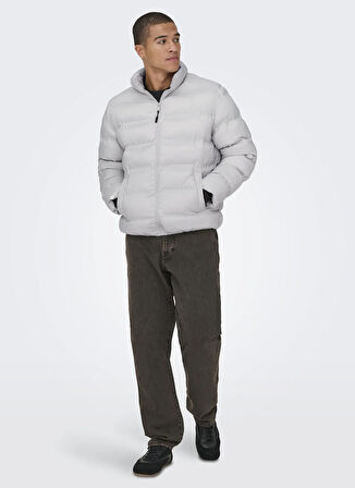 Only & Sons Açık Gri Erkek Mont ONSUNION SEAMLESS LIFE PUFFER JACKE