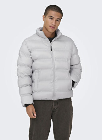 Only & Sons Açık Gri Erkek Mont ONSUNION SEAMLESS LIFE PUFFER JACKE