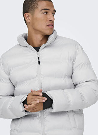 Only & Sons Açık Gri Erkek Mont ONSUNION SEAMLESS LIFE PUFFER JACKE