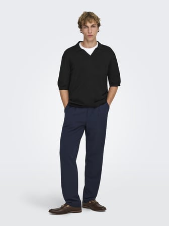 ONSWYLER LIFE RLX 12 SS SPLIT KNIT NOOS Erkek Siyah Kazak - 22036158