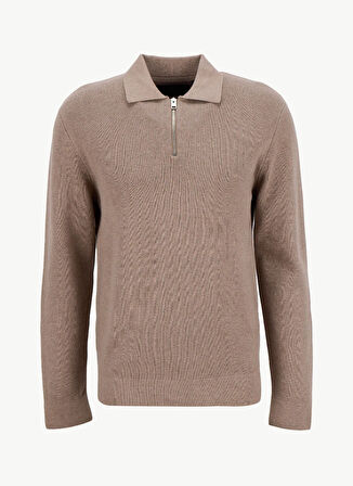 Jack & Jones Polo Yaka Rahat Bej Erkek Kazak 12281743_JPRBLAMILANO STITCH KNIT Z