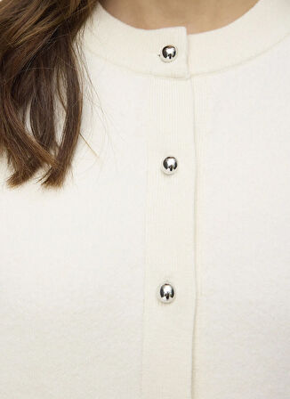 Vero Moda Bisiklet Yaka Normal Krem Kazak Kadın VMTRES BIEN 2/4 O-NECK CARDIGAN