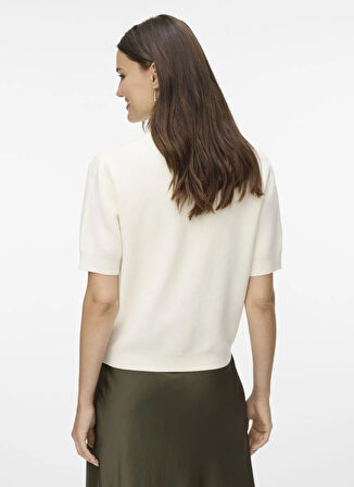 Vero Moda Bisiklet Yaka Normal Krem Kazak Kadın VMTRES BIEN 2/4 O-NECK CARDIGAN