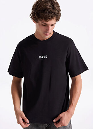 Jack & Jones Bisiklet Yaka Siyah Erkek T-Shirt 12282875_JCOSTANCE MINIMAL TEXT TEE