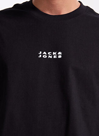 Jack & Jones Bisiklet Yaka Siyah Erkek T-Shirt 12282875_JCOSTANCE MINIMAL TEXT TEE