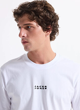 Jack & Jones Bisiklet Yaka Beyaz Erkek T-Shirt 12282875_JCOSTANCE MINIMAL TEXT TEE