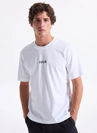 Jack & Jones Bisiklet Yaka Beyaz Erkek T-Shirt 12282875_JCOSTANCE MINIMAL TEXT TEE