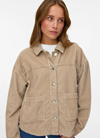 Vero Moda Normal Krem Kadın Ceket VMJAMIE LS CORDUROY SHACKET MIX NOO