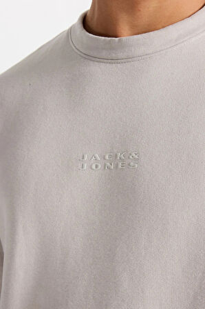 Jack & Jones Erkek Jcostance Bisiklet Yaka %100 Pamuk Sweatshirt 12282821 Taş