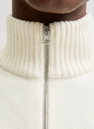 Jack & Jones Yüksek Yaka Beyaz Erkek Sweatshırt JORNORREBRO KNIT HALF ZIP SN
