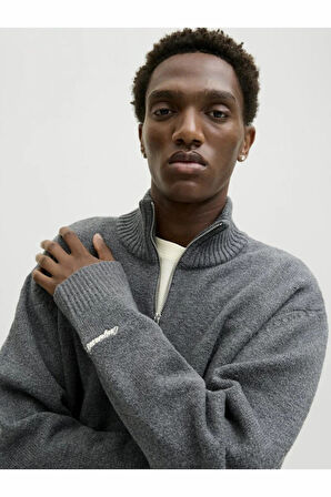 Jack Jones Norrebro Fermuarlı Yaka Loose Fit Erkek Kazak 12282749