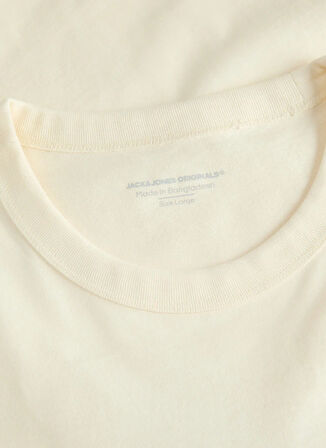 Jack & Jones Bisiklet Yaka Krem Erkek T-Shirt 12283763_JORCAMBRIDGE EMB TEE SS CR