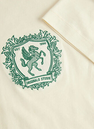 Jack & Jones Bisiklet Yaka Krem Erkek T-Shirt 12283763_JORCAMBRIDGE EMB TEE SS CR