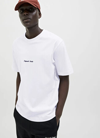 Jack & Jones Bisiklet Yaka Beyaz Erkek T-Shirt 12282892_JORNORREBRO EMB TEE SS CRE