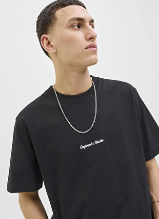 Jack & Jones Bisiklet Yaka Siyah Erkek T-Shirt 12282892_JORNORREBRO EMB TEE SS CRE