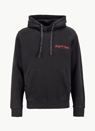 Jack & Jones Kapüşon Yaka Siyah Erkek Sweatshırt 12284013_JORINWOOD WASH SWEAT HOOD