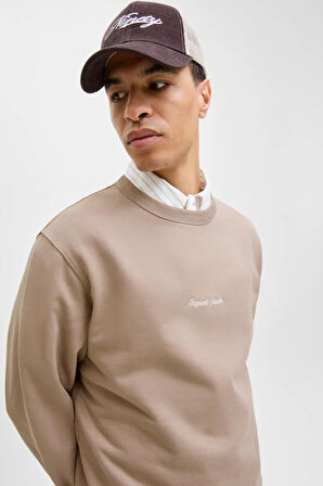 Jack & Jones Erkek Jornorrebro Rahat Kalıp Bisiklet Yaka Sweatshirt 12282893 Mocha