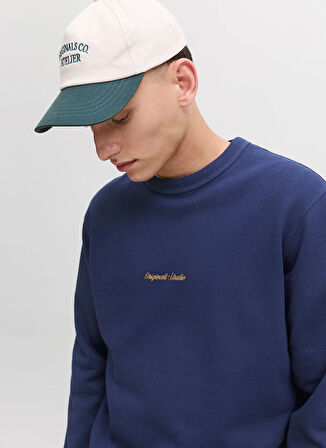 Jack & Jones Bisiklet Yaka Mavi Erkek Sweatshırt 12282893_JORNORREBRO EMB SWEAT CREW