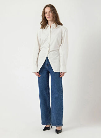 Yas Normal Gömlek Yaka Düz Beyaz Kadın Gömlek YASAREKA LS SHIRT S.