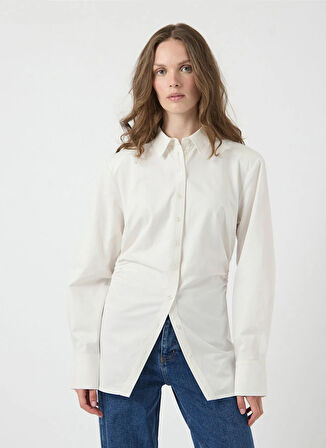 Yas Normal Gömlek Yaka Düz Beyaz Kadın Gömlek YASAREKA LS SHIRT S.