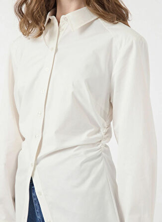 Yas Normal Gömlek Yaka Düz Beyaz Kadın Gömlek YASAREKA LS SHIRT S.