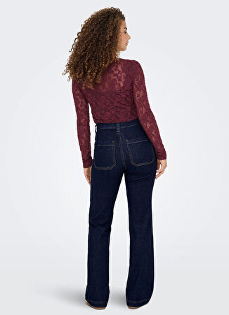 Only Yüksek Bel Geniş Paça Normal Koyu Mavi Kadın Denim Pantolon ONLEMILY HW FLARED RINSE DNM MAE