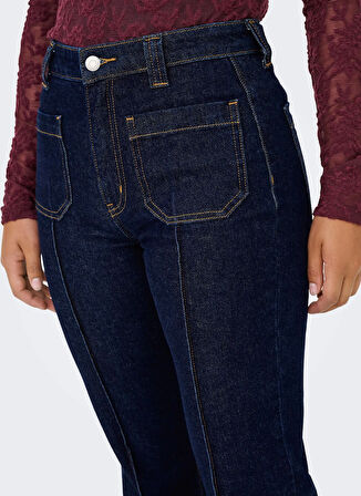 Only Yüksek Bel Geniş Paça Normal Koyu Mavi Kadın Denim Pantolon ONLEMILY HW FLARED RINSE DNM MAE