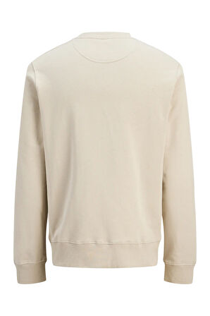 Jack & Jones Erkek Jprccjayson Yazı Detaylı Bisiklet Yaka %100 Pamuk Sweatshirt 12283436 Bej