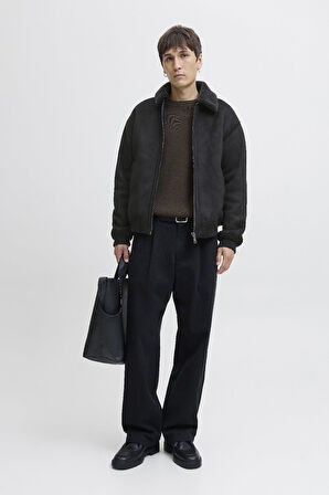 Erkek JPRCCLUKE Bomber Ceket – Siyah, Yüksek Kalite, Fermuarlı, Uzun Kollu, Günlük Kullanıma Uygun 