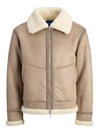 Jack & Jones JORLIVERPOOL Aviator Jacket – Kürklü Yaka Süet Görünümlü Kışlık Erkek Mont SN Koleksiyonu 
