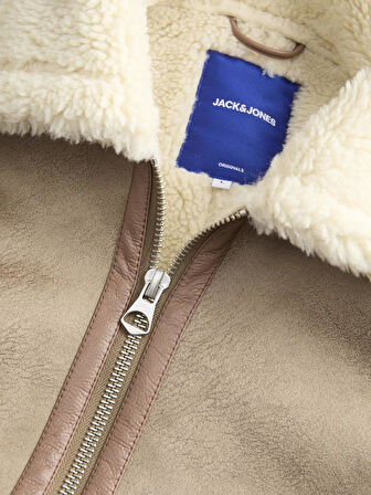 Jack & Jones JORLIVERPOOL Aviator Jacket – Kürklü Yaka Süet Görünümlü Kışlık Erkek Mont SN Koleksiyonu 