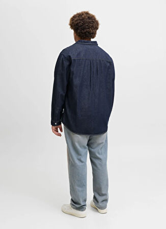Jack & Jones Oversize Koyu Mavi Erkek Denim Gömlek 12283674_JORNORREBRO DENIM SHIRT LS