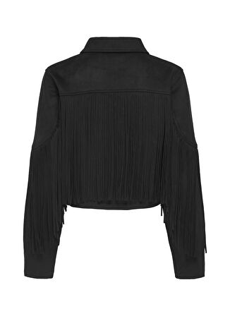 Only Rahat Siyah Kadın Ceket ONLDIANE LIFE FAUX SUEDE FRINGES OT